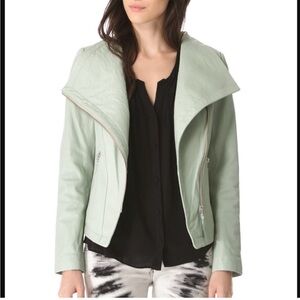 Mackage Leather Moto Jacket Mint Green XS